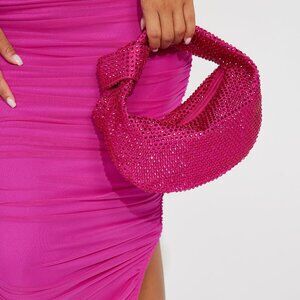 Knotted Handbag Sparkly Rhinestone Hobo Dumpling Bag Diamond Glitter Evening